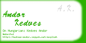 andor kedves business card